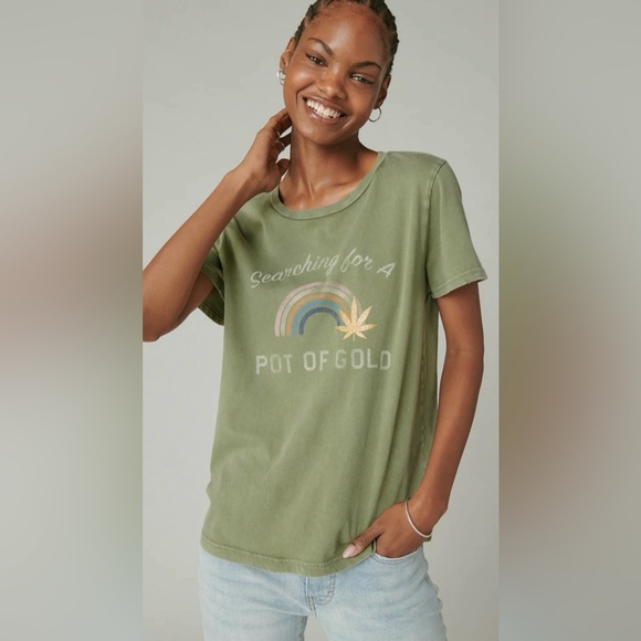 Lucky Brand Tops - Lucky Brand Olive Green Graphic Tee